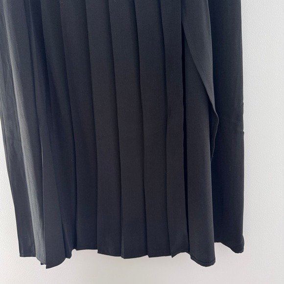 Nordstrom Open Edit Pleated Large Black‎ Pleated Slit Hem Midi Skirt - Picture 7 of 8